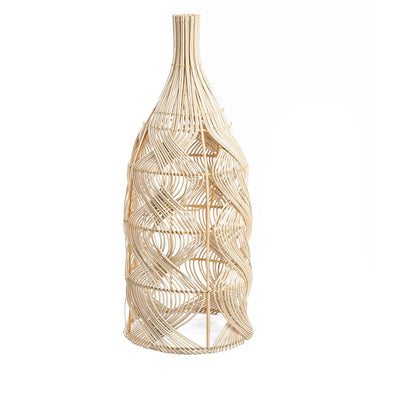 Großer Rattan-Hängeleuchtenschirm 30 × 70 cm – Flaschen-Silhouette