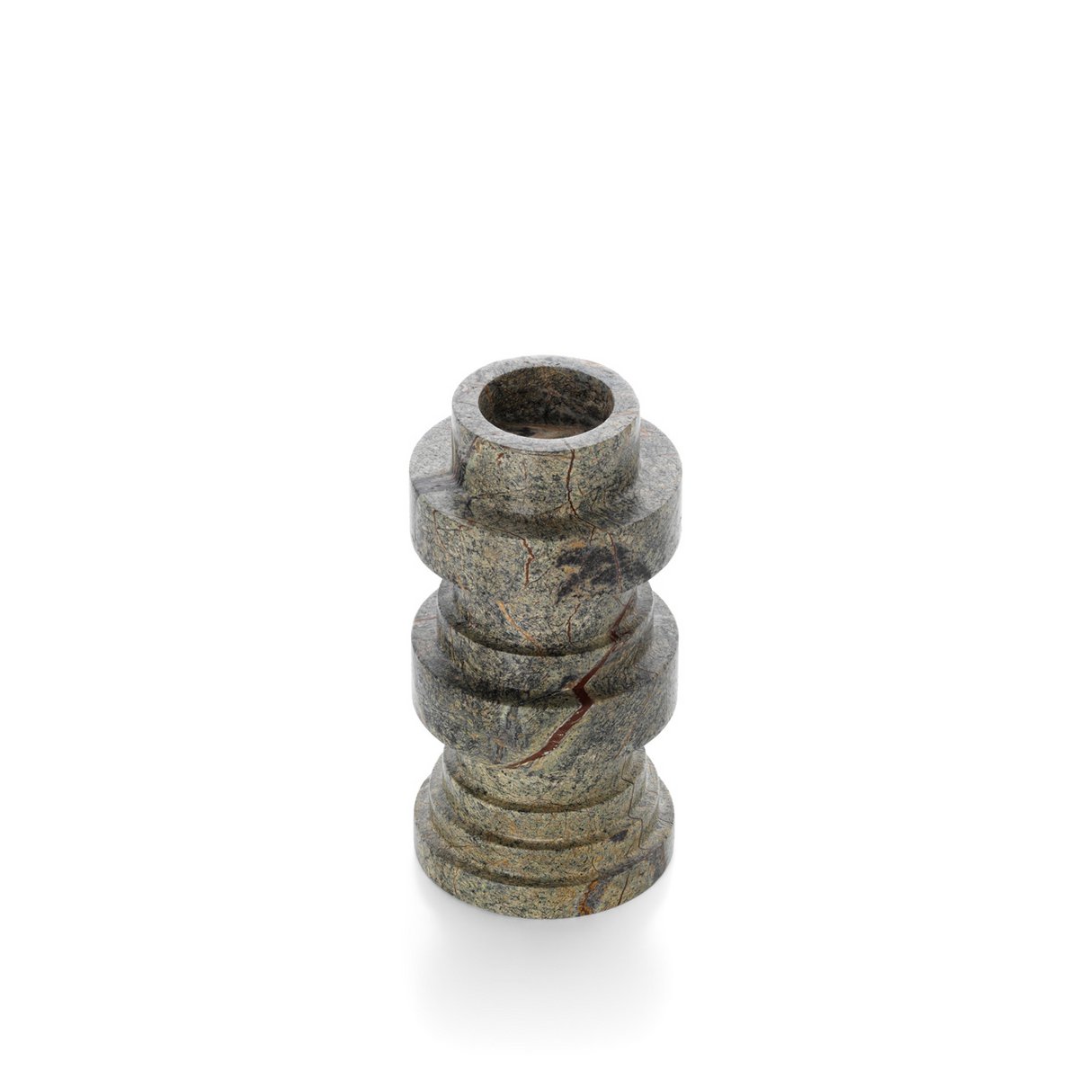 Bidasar lysestage i marmor, 20 cm - grøn totemform