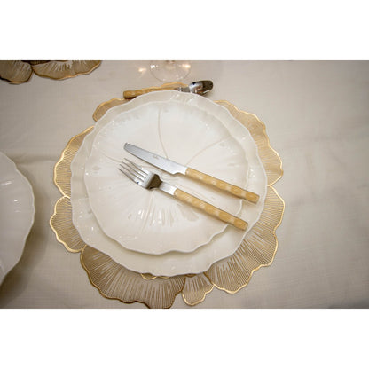 Stainless steel cutlery set, 24 pieces, beige handle