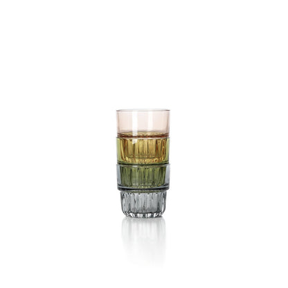Handmade green glass tumbler - faceted