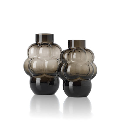 Glass Grape Vase, Dark Grey - Medium