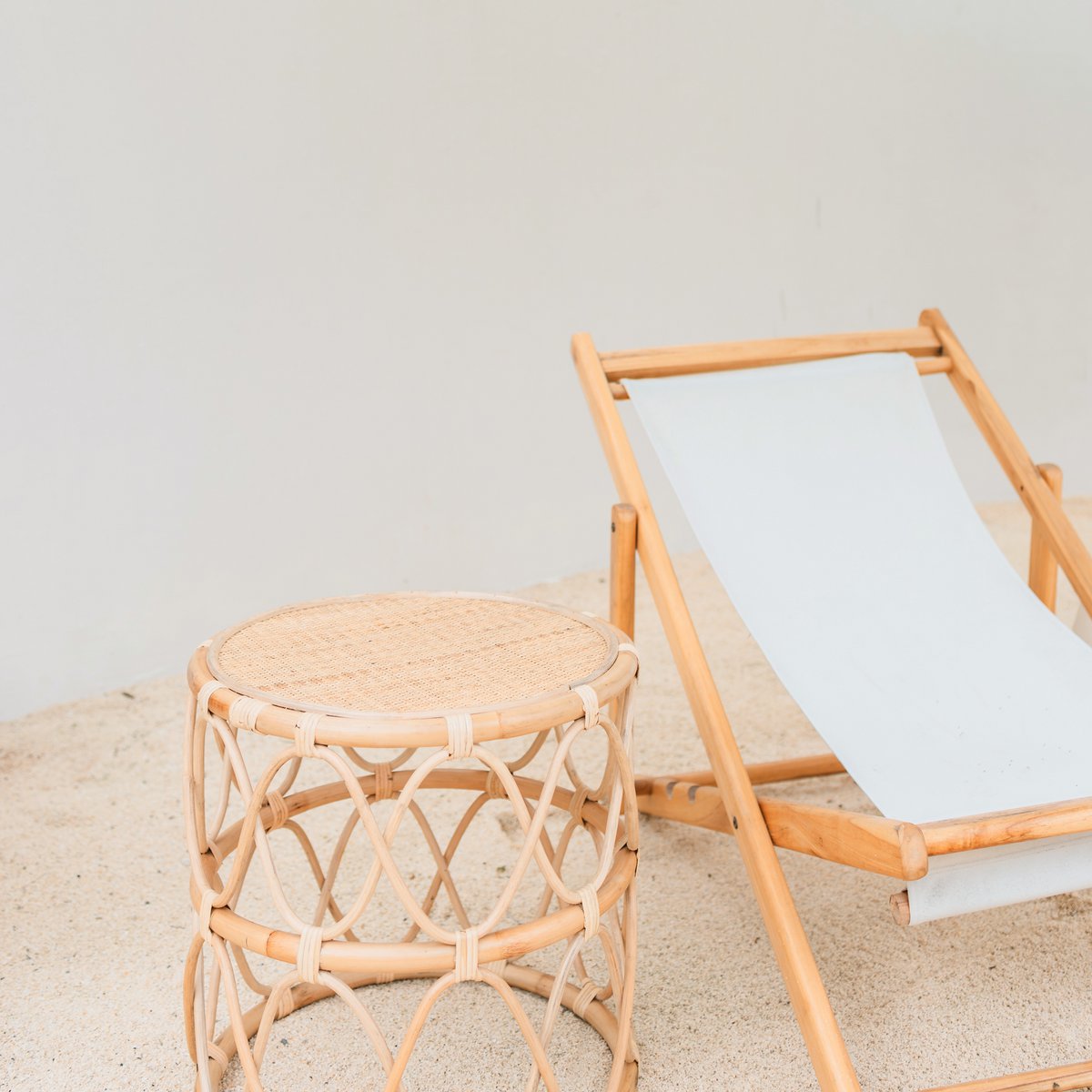 Runder Rattan-Beistelltisch, Ø 45 cm × 45 cm hoch – handgefertigt