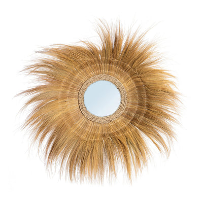 Glasspejl, græsramme, rundt, 90 cm - natur