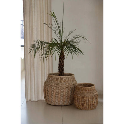 Kurv af rattan og bananblade - natur, medium