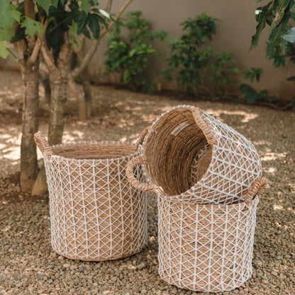 Cotton and jute basket Kerso M – Ø 35 cm, 40 cm tall