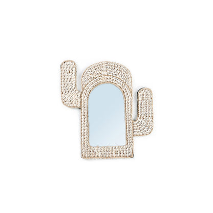 Skalsmykket kaktusspejl - hvidt, 40 cm