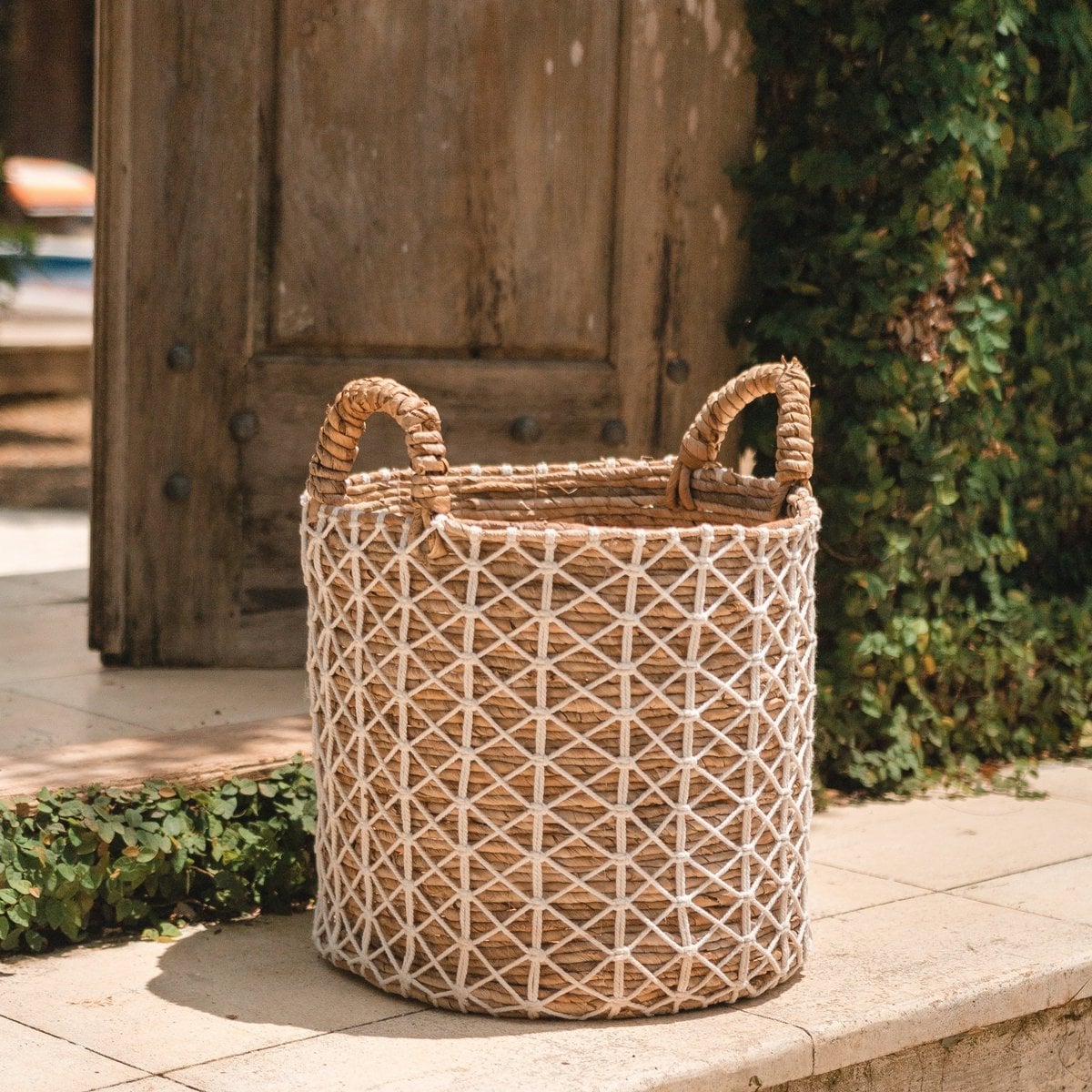 Cotton and jute basket Kerso M – Ø 35 cm, 40 cm tall