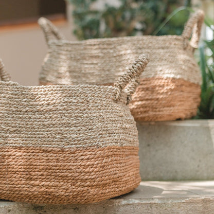 Seegras- & Bananenfaserkorb MAJALENGKA M – braun & beige