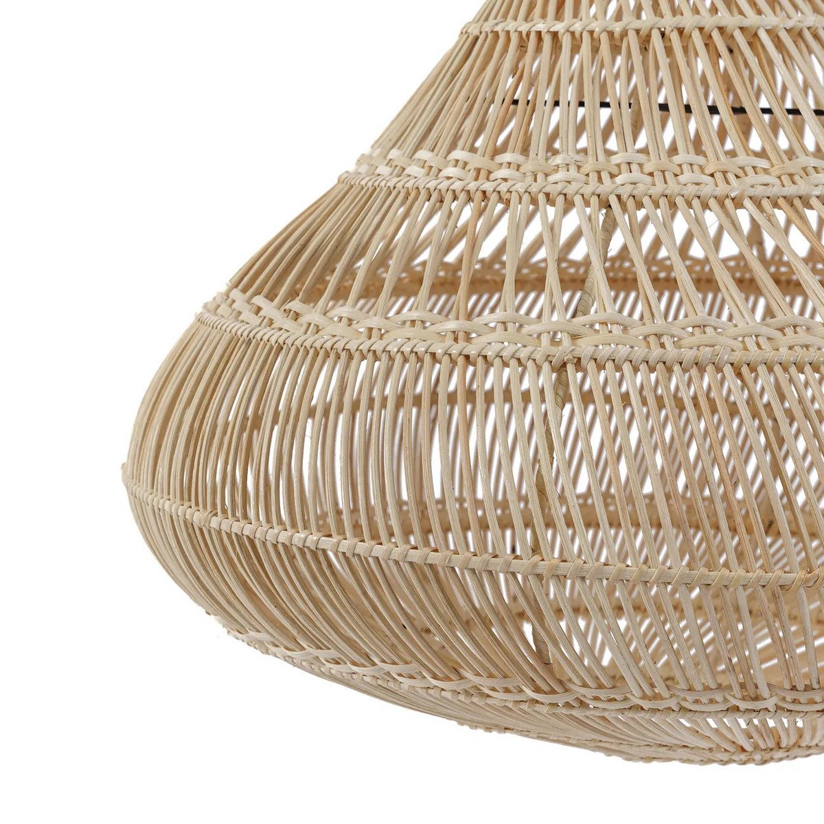 Rattan-Pendelleuchte in Tropfenform – 80 cm breit, 77 cm hoch