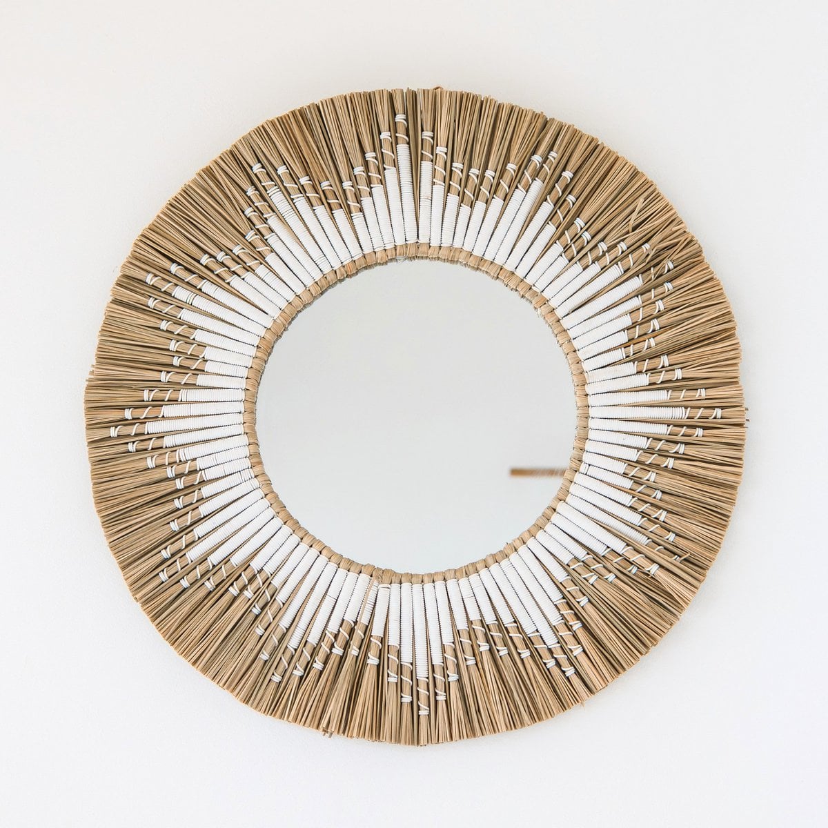 Seagrass round wall mirror 60 cm RANDU – cotton fringe