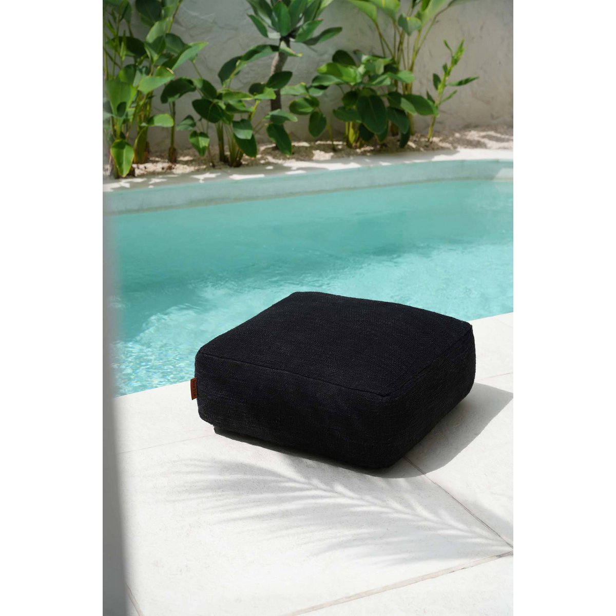 Cotton pouffe, black - 60 × 60 × 25 cm