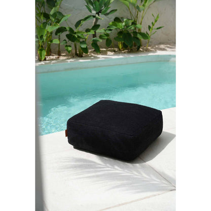 Cotton pouffe, black - 60 × 60 × 25 cm