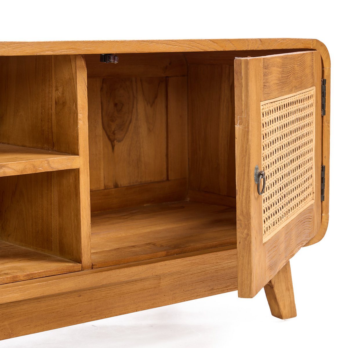 TV-møbel i teak og rattan, 150 cm – midcentury