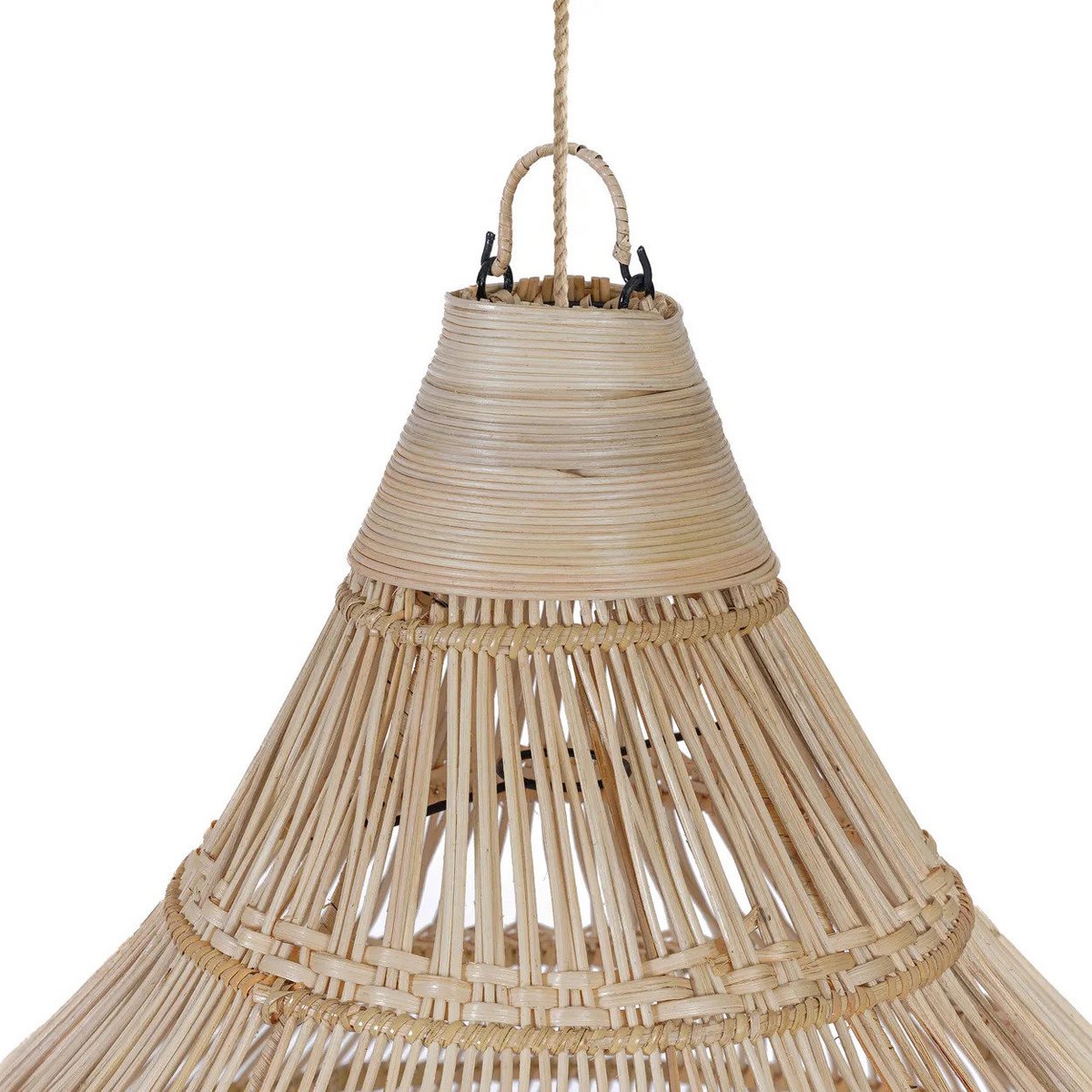 Rattan-Hängeleuchte 55 cm – Tropfenform, beige
