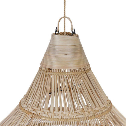 Rattan-Hängeleuchte 55 cm – Tropfenform, beige
