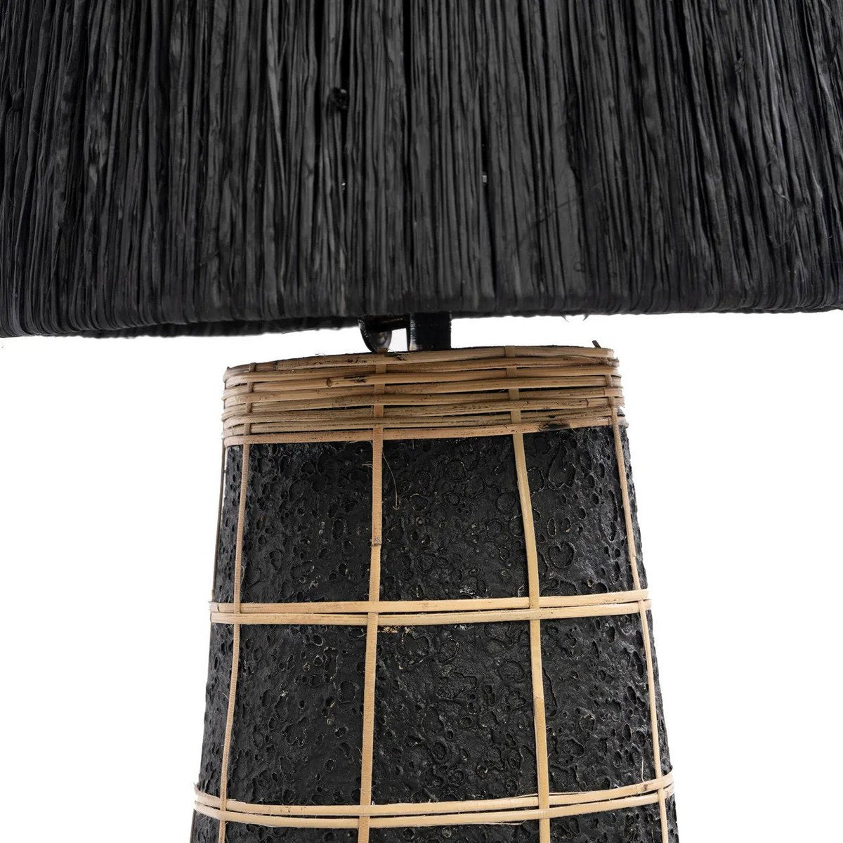 Naxos bordlampe - Sort med græsskærm