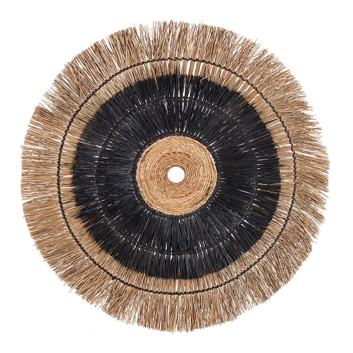 Palm leaf round wall deco, natural black - 110 cm