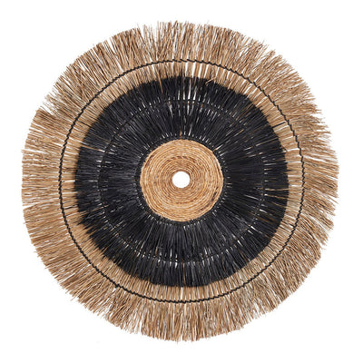 Rund vægdekoration af palmeblad, naturlig sort - 110 cm
