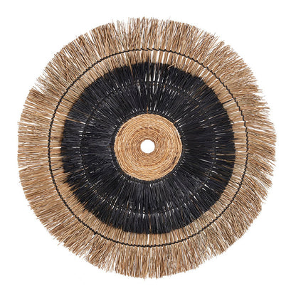 Palm leaf round wall deco, natural black - 110 cm