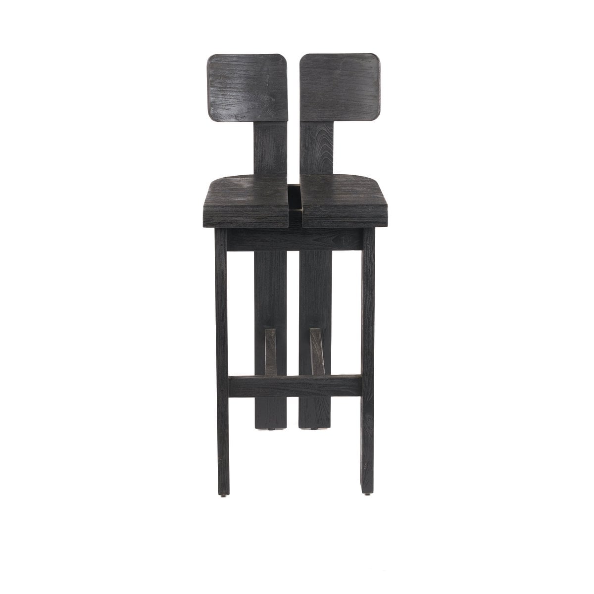 Teak bar stool, black – dual-back