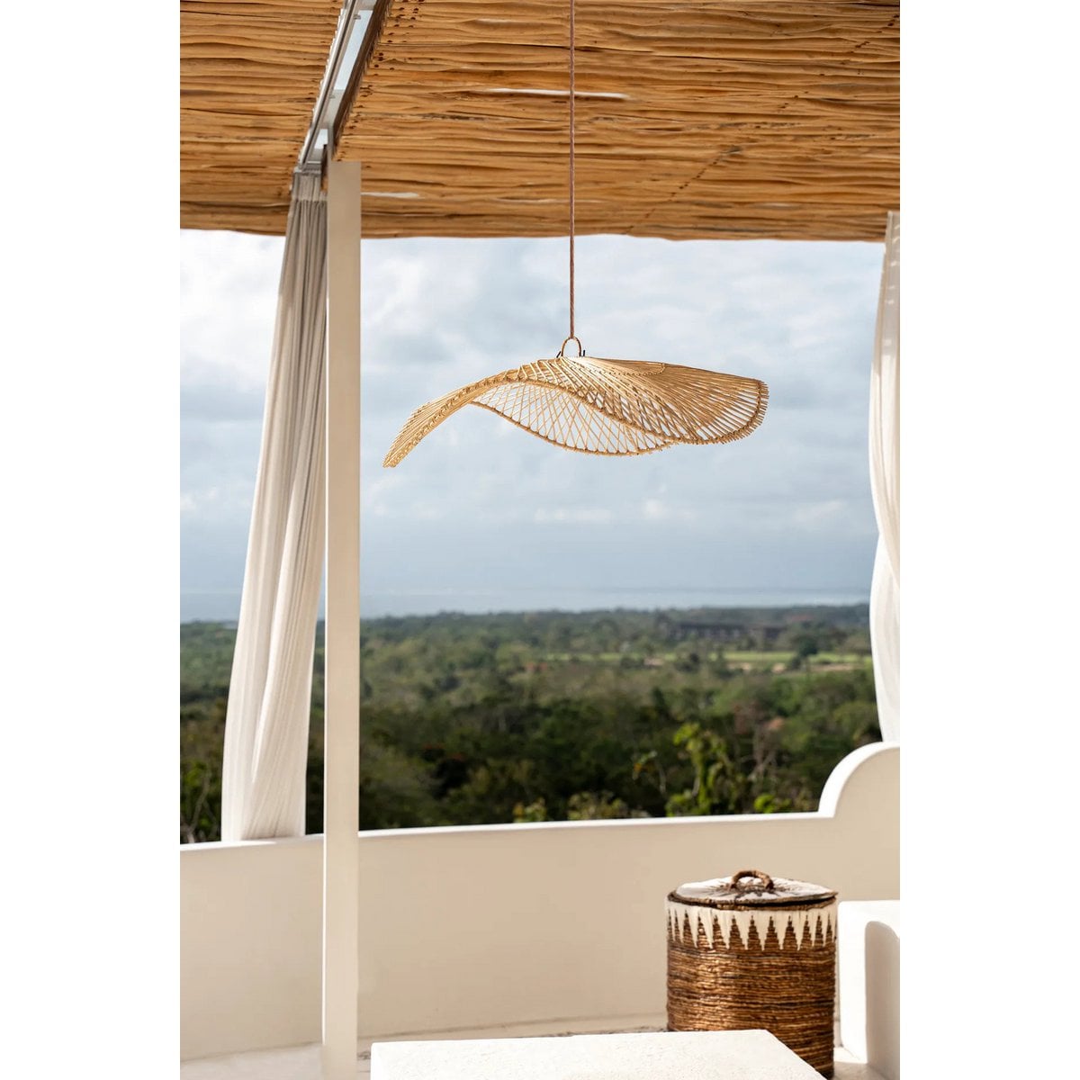 Rattan-Pendelleuchte 75×20 cm – natur, handgefertigt