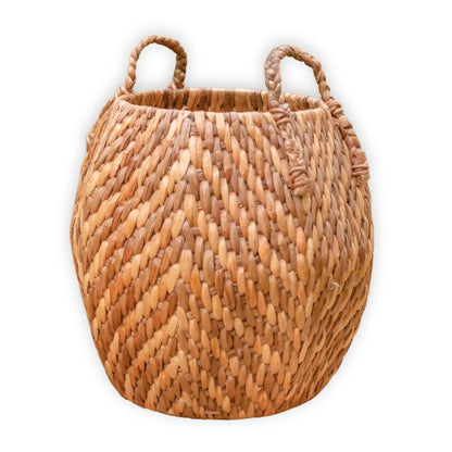 Rund vandhyacintkurv, beige og brun zig-zag – Wayag