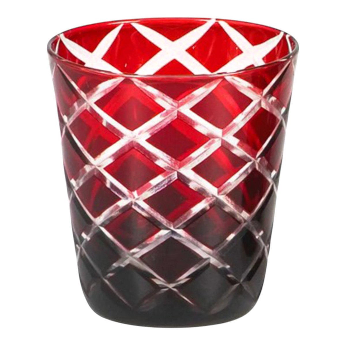 Handgeschliffene Dio-Gläser, blau & rot, 4er-Set - 10 cm