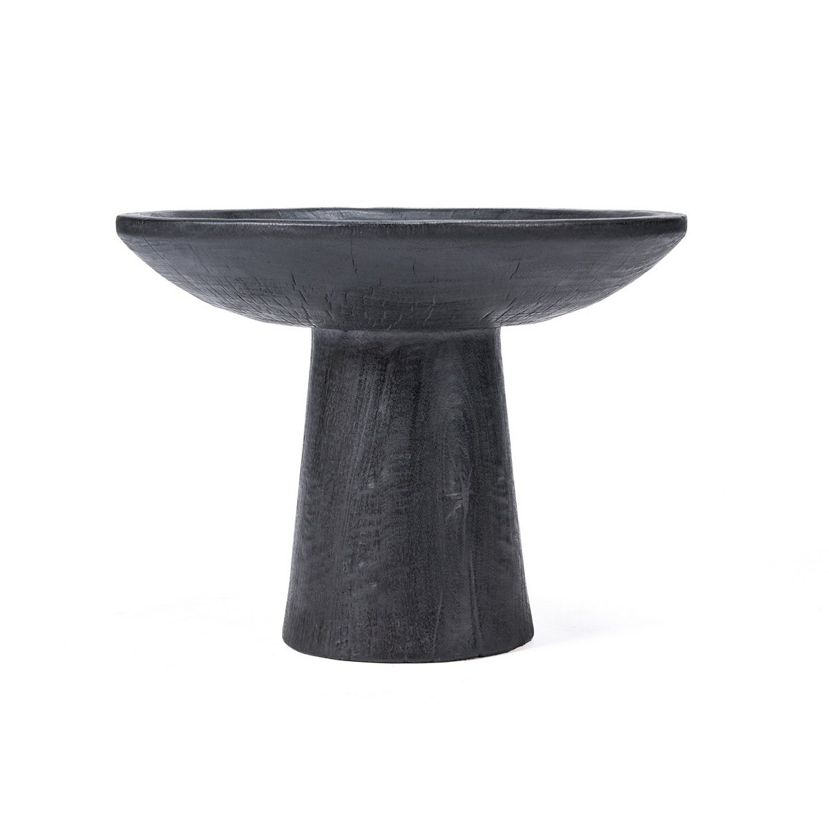 Mangoholz-Tablett auf Fuß – Schwarz, 35 cm