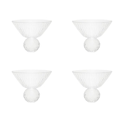 Dessertschalen aus Glas mit Diamantfuß, 4er-Set