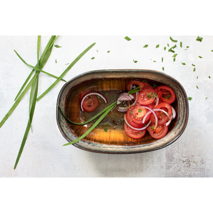 Stoneware oval bowl, amber-gold gradient – L