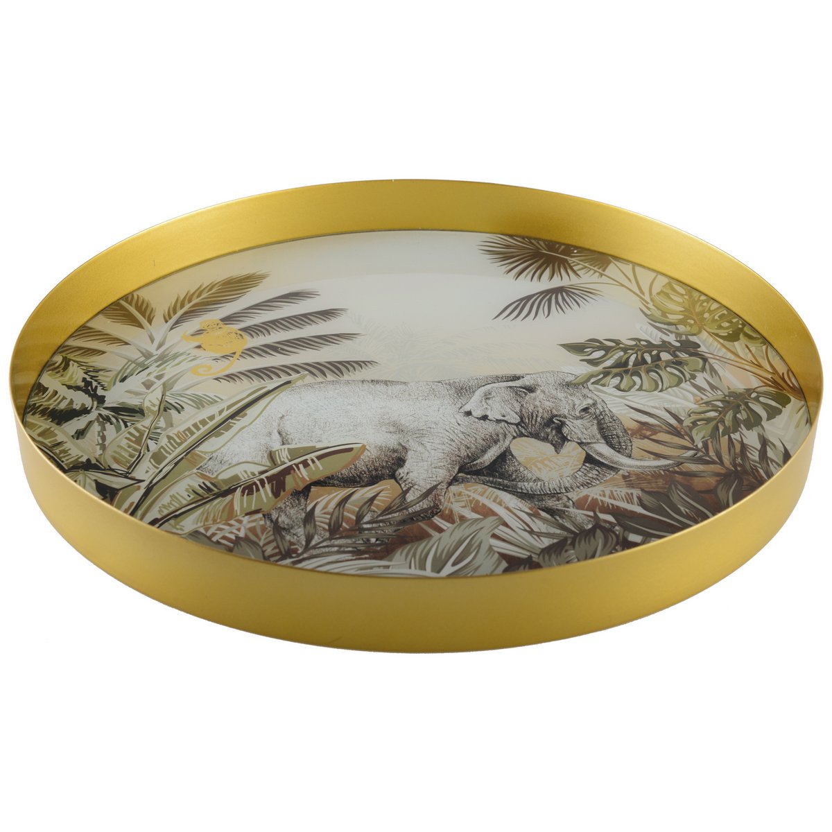 Rund metalbakke 30 cm - Kenya elefant