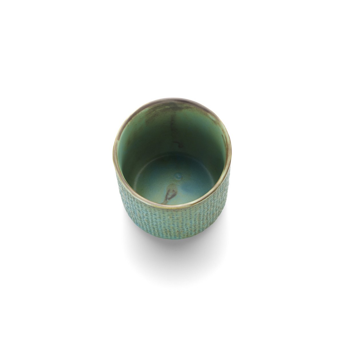 Keramikbecher Lagune 7 × 7 cm – blau-grüne Glasur