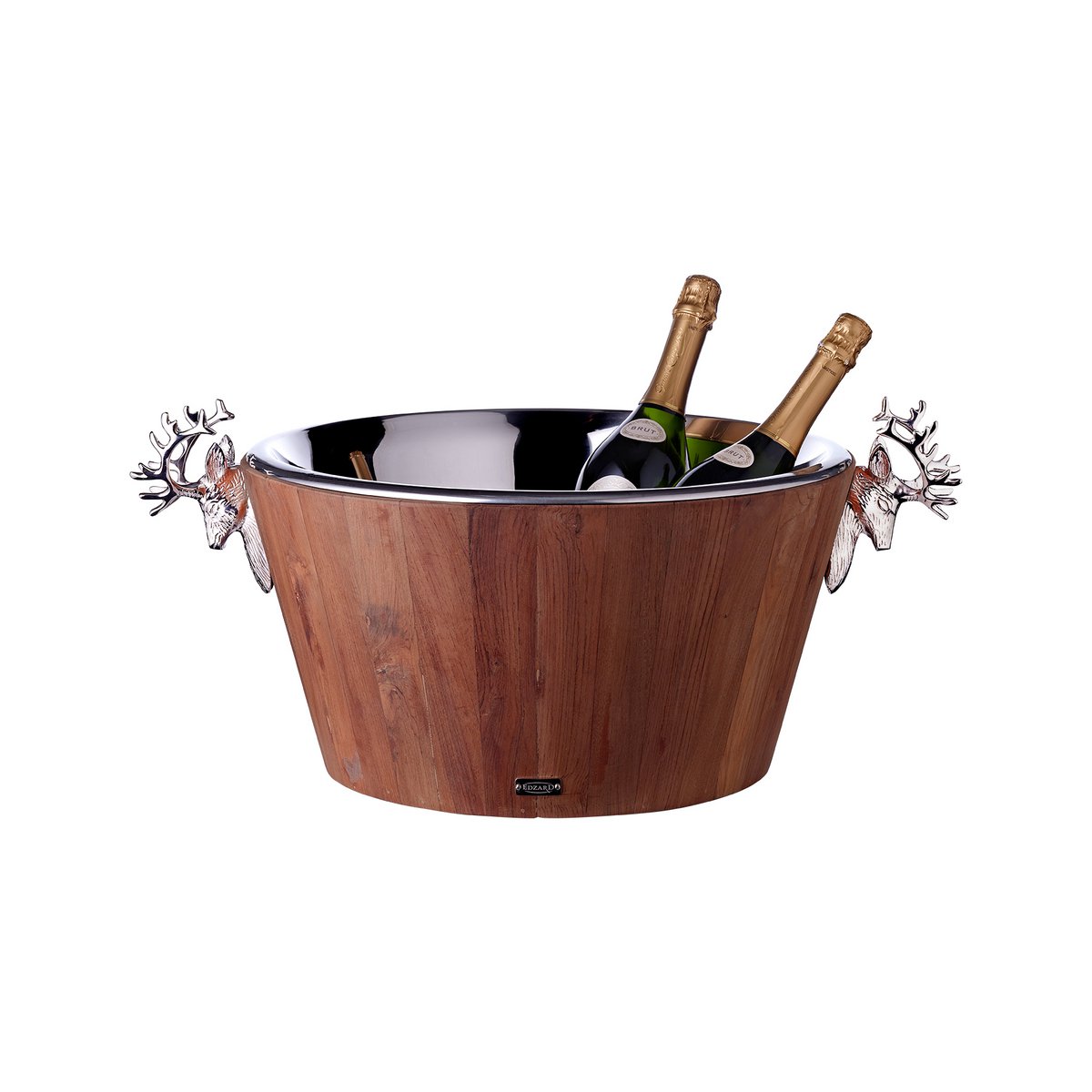 Teak & rustfri stål flaskekøler, 25 cm – holder drikkevarer kolde i 10 timer