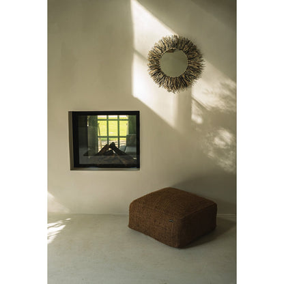 Raffia frynsespejl, rundt - 55 cm