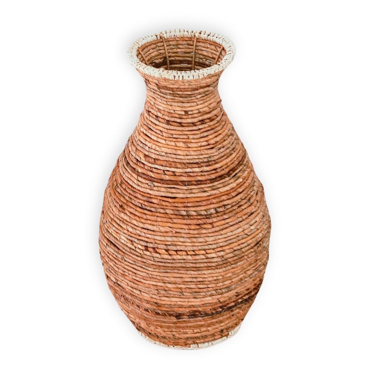 Vase Raffia & Metall TUMBAK - beige und braun