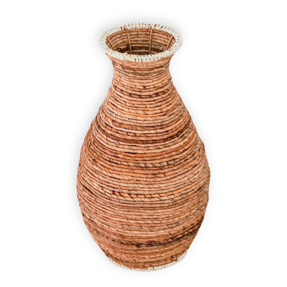Vase Raffia & Metall TUMBAK - beige und braun