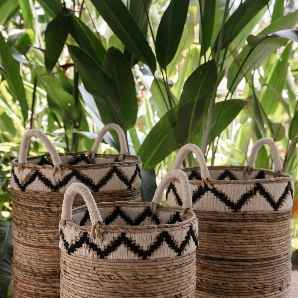 Jute & cotton basket DALU M – ø35 × 40 cm
