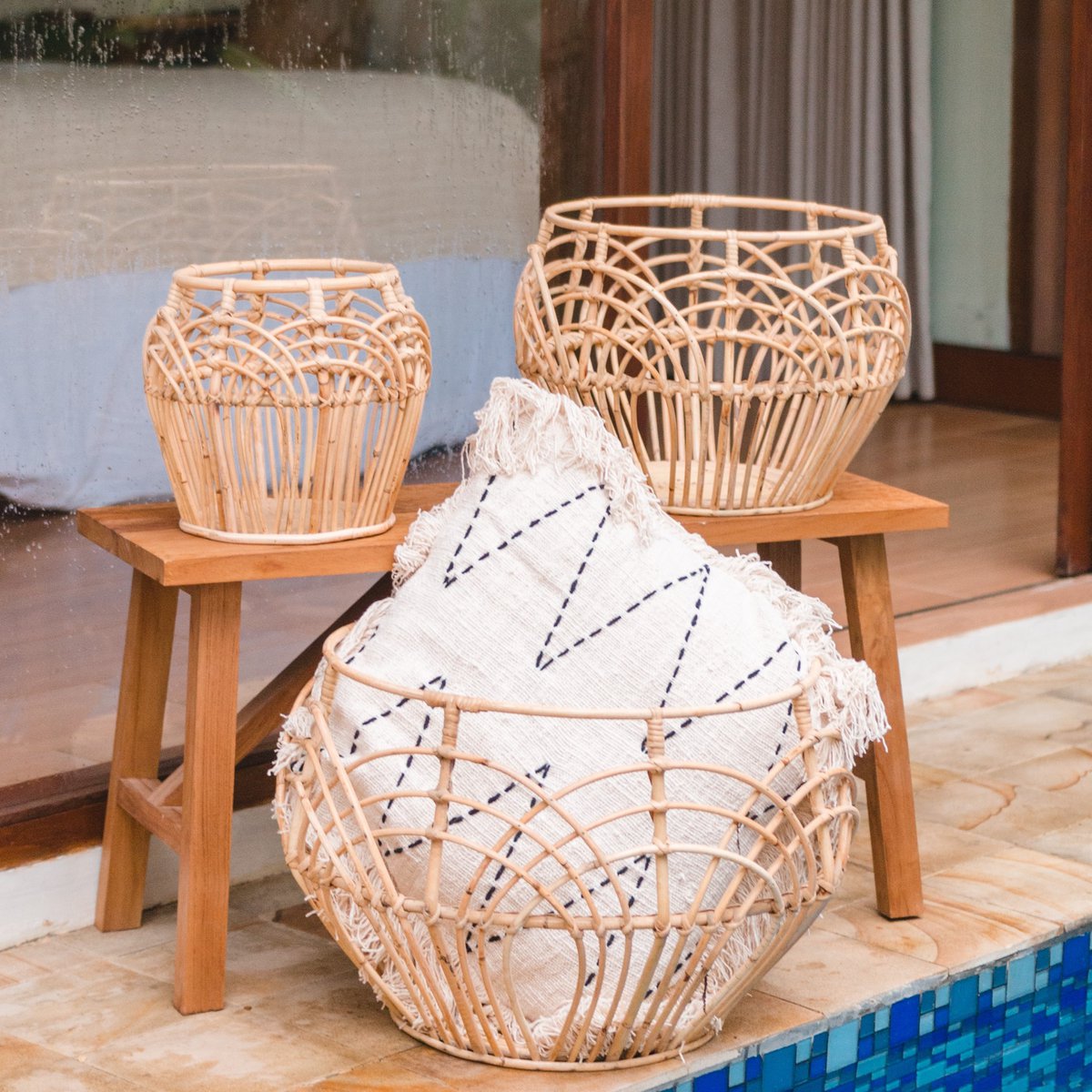 Rattan storage basket RAHINA M – 40 cm diameter