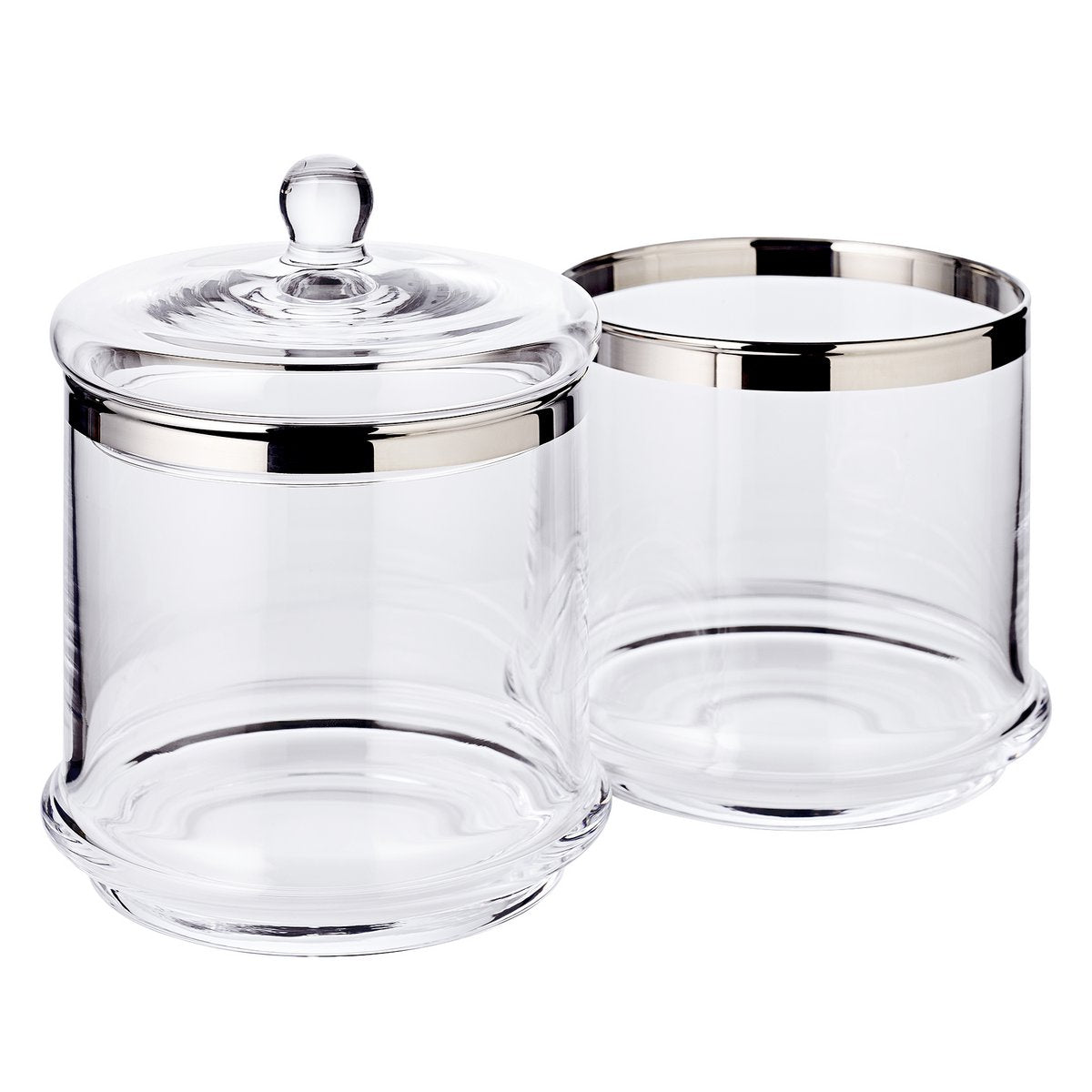 Handgeblasene Glasdose Lia, 29cm mit Deckel – Platinrand