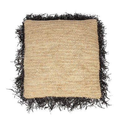 Kissenbezug aus Raffiabast 60×60 cm – natur schwarz, hergestellt in Indonesien