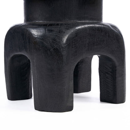 Black wood stool, 40 cm - carved form