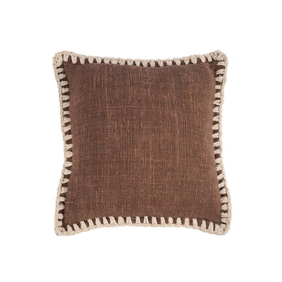 Pudebetræk i bomuld 50×50 cm – brun og hvid, Indonesien