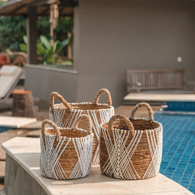 Jute & cotton storage basket LAWU 40 cm - handwoven, size L