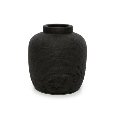 Spids terrakottavase, mellem - Sort