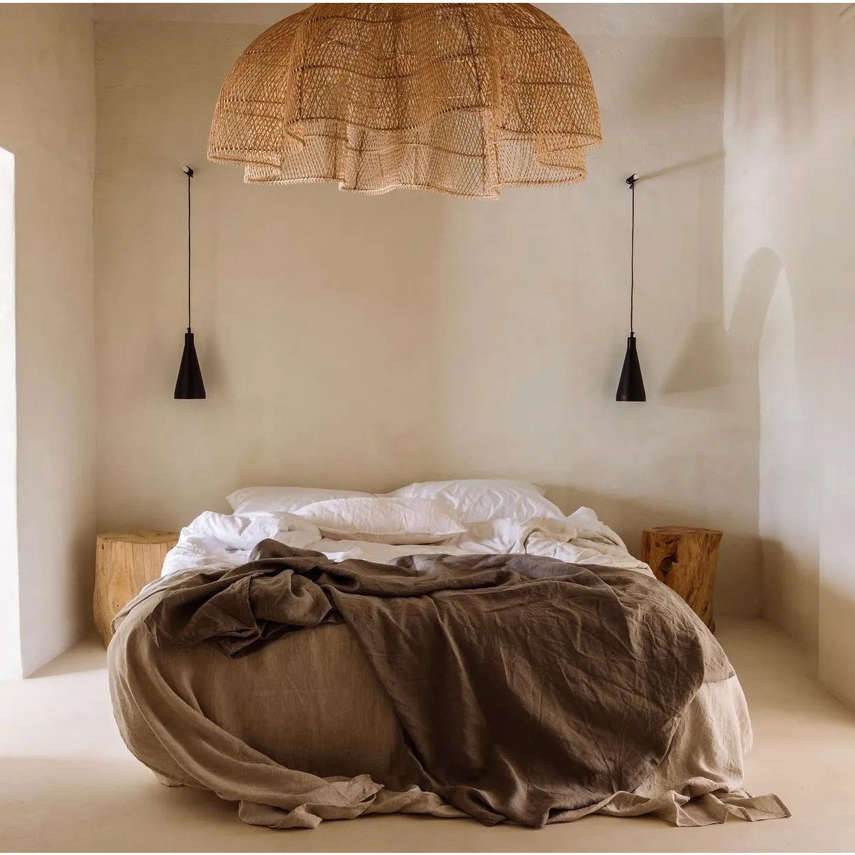 Flet pendelskærm 150 cm XXL - natur