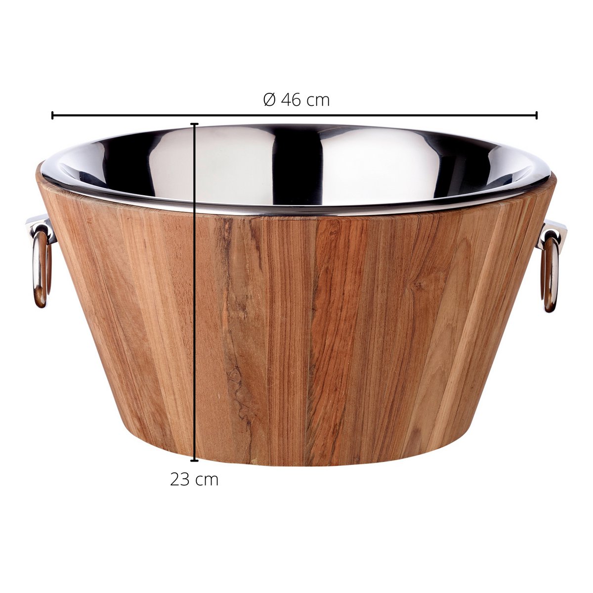 Teak and stainless steel champagne cooler Santiago, 23 cm - polished