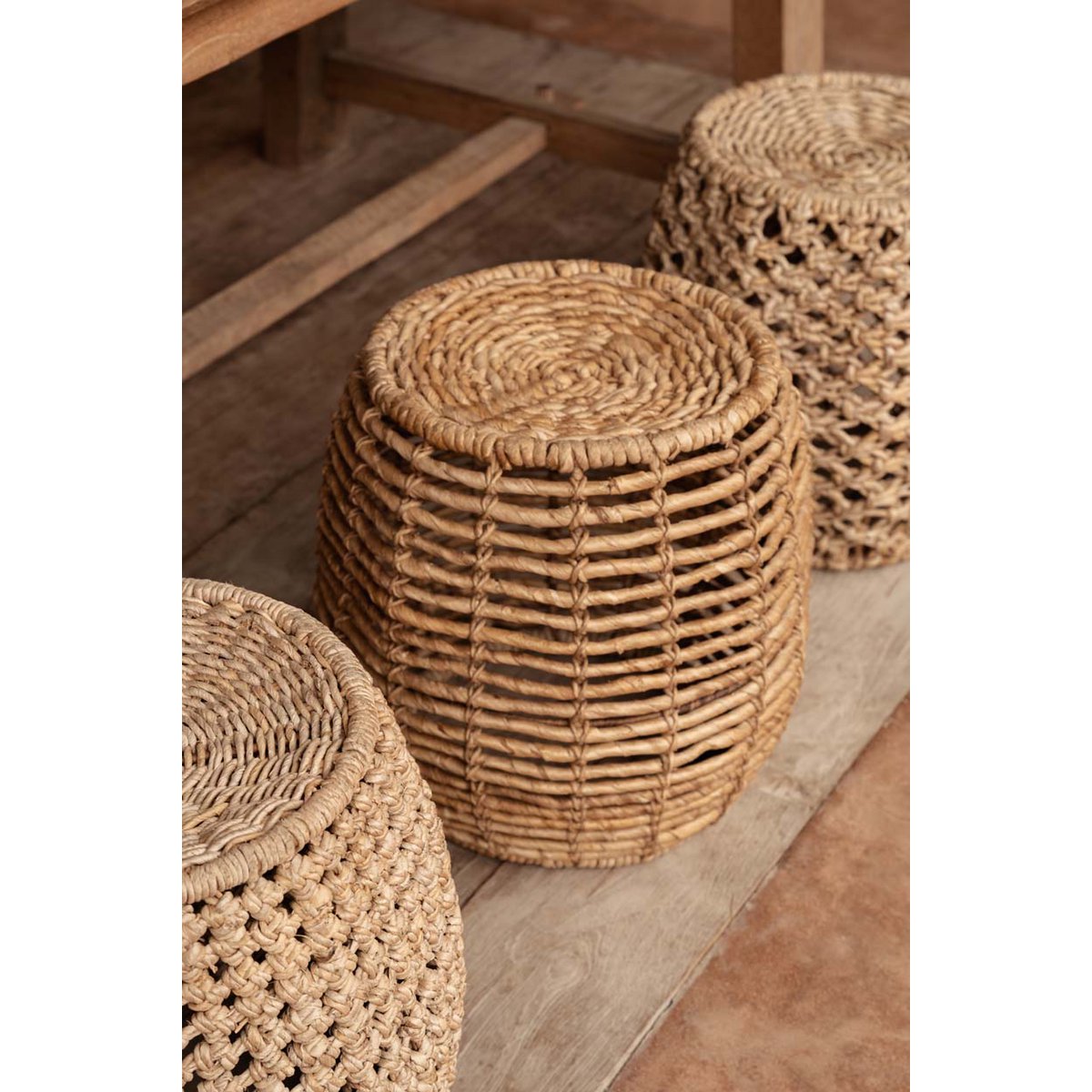 Hocker aus Palmblatt, 48 × 45 cm – Natur-Braun