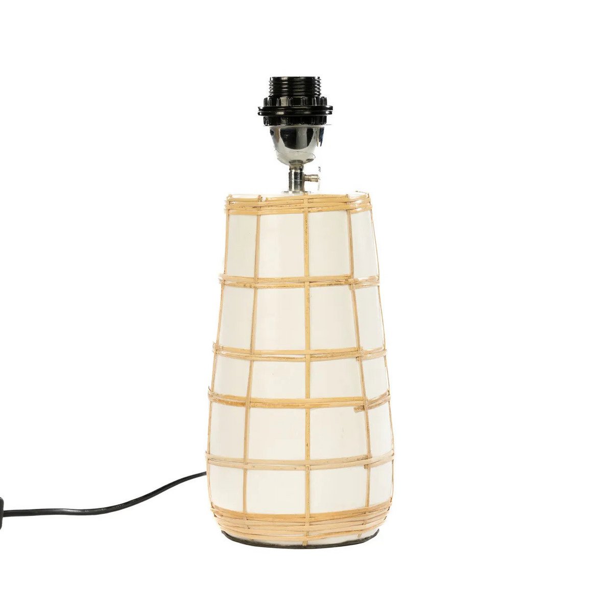Molokai bordlampe - Hvid terrakotta med vævet skærm