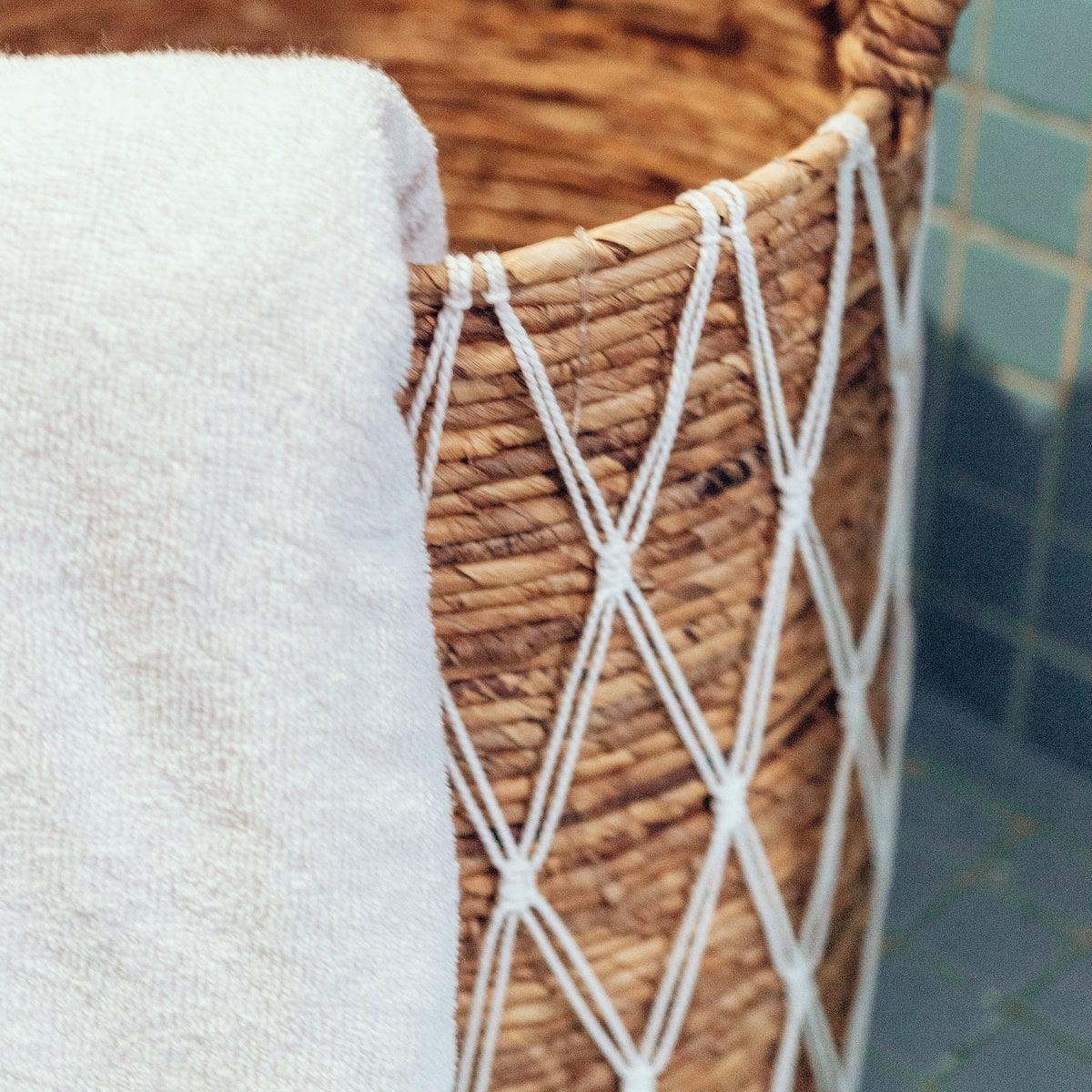 Wäschekorb Gariau L – 44 × 40 cm, weiß & beige