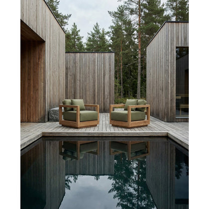 Gartensofa aus Holz 77×85 cm – Kissen algengrün, Indonesien